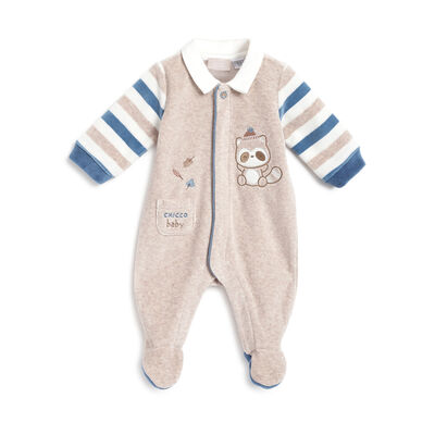 Boys Medium Natural Applique Front Opening Babysuit